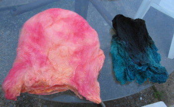 Dyed silk caps